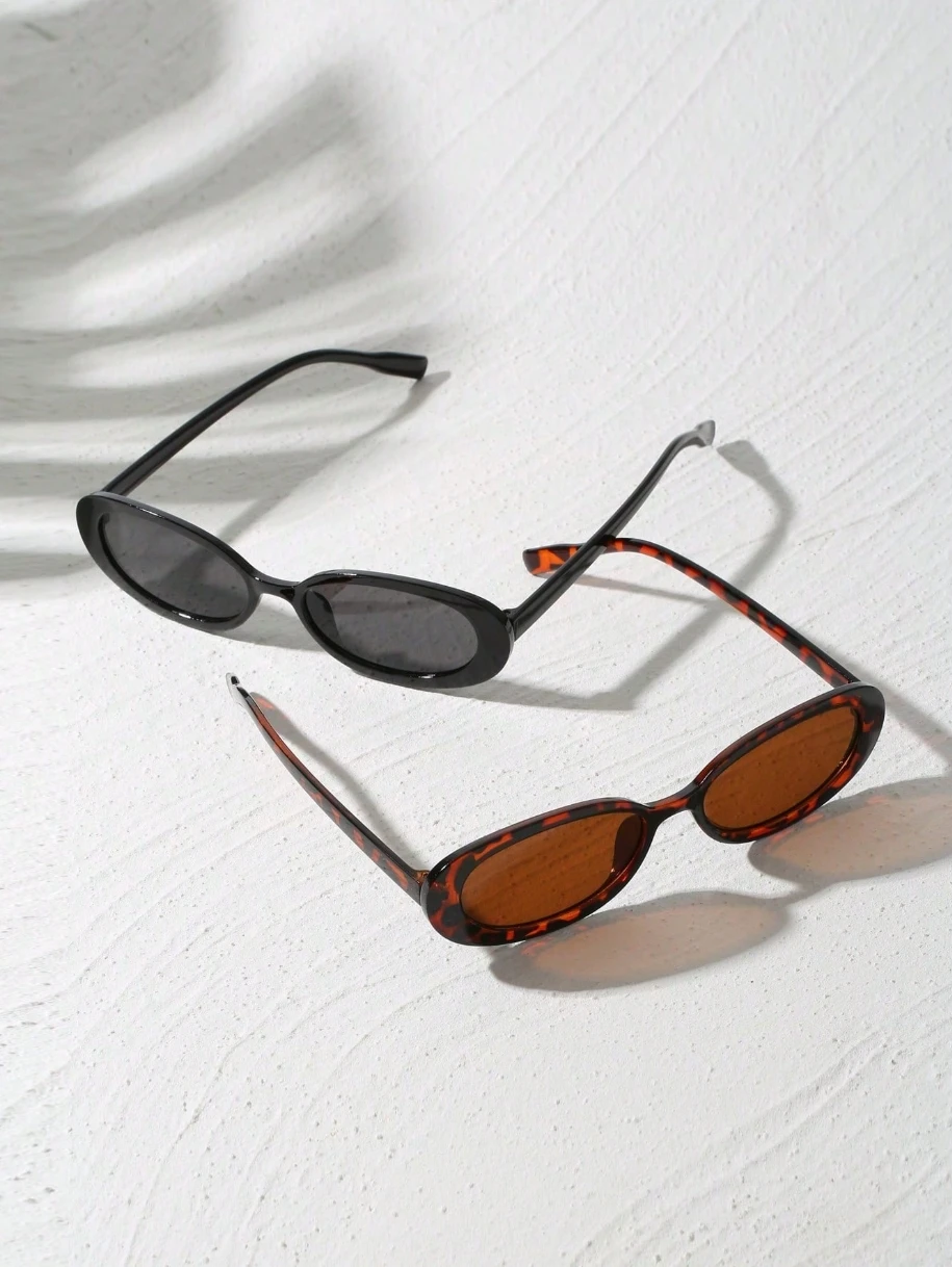 نظارات شمسية بلاستيكية بيضاوية عتيقة الطراز، إطار صغير، حماية من الأشعة فوق البنفسجية، تصميم عصري للسفر والشاطئ والعطلات