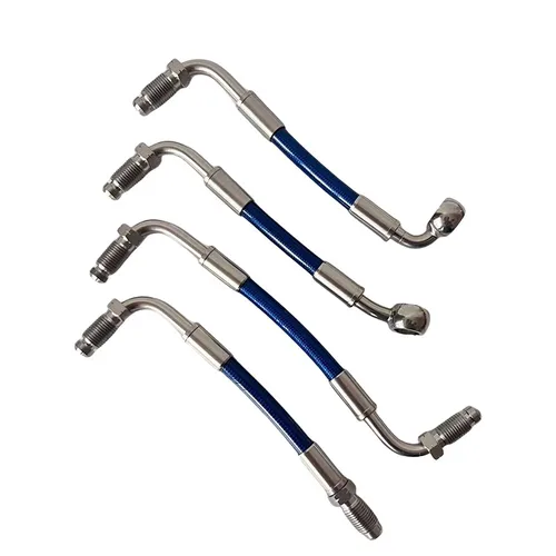 Imagen 1 del producto Reinstalación de manguera de freno hidráulico de automóvil M10x1 90 °   Conjunto de tubo de línea de aceite de embrague de manguera de freno Universal automática trenzada de acero inoxidable AN3 macho giratorio