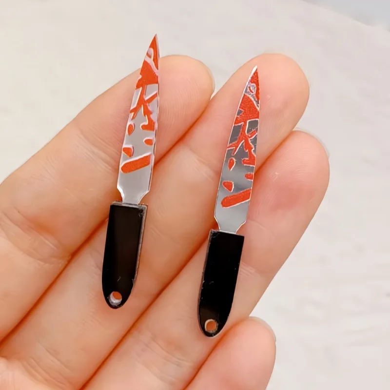 10Pcs Acrylic Bloody Knife Charms Gothic Horror Weapon Pendants For DIY Earring Necklace Jewelry Making Halloween Craft Findings