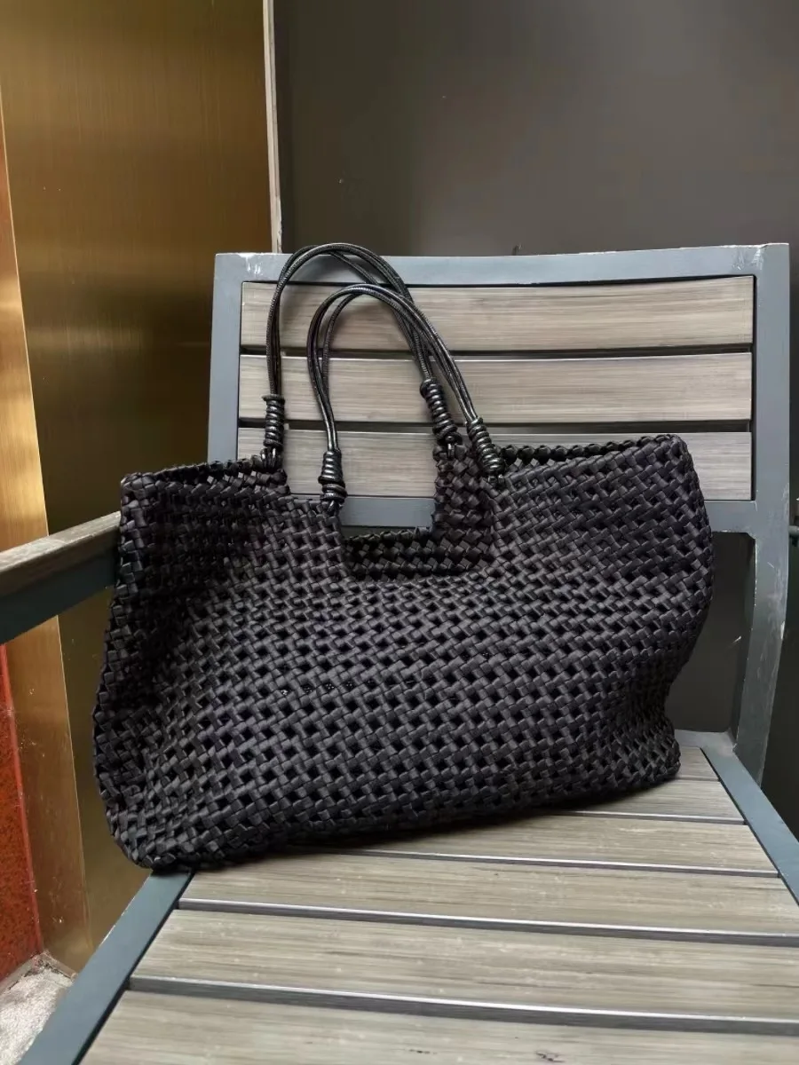 Large Capacity Tote Bag for Women Luxury Designer Brand Mesh Woven Shoulder Bag with Purse 2024 Fashion Trend Beach Bag