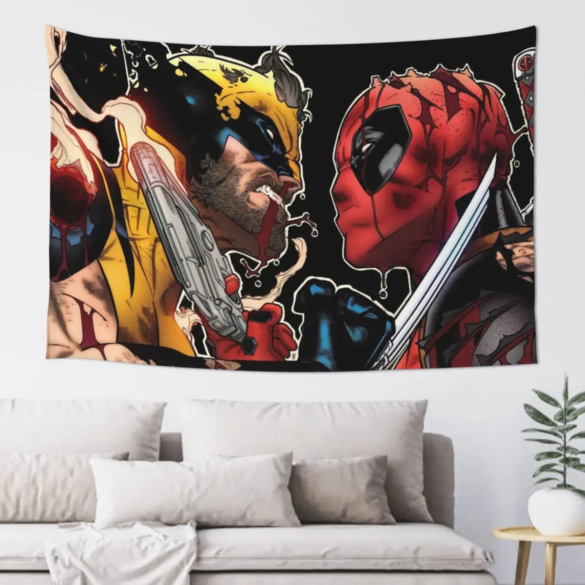 Bohemian Wall Deadpool & Wolverine Bedroom Dorm 2024 MARVEL Video Background Cloth Hanging for Room DecorDecor Wall Tapiz Kids