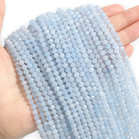 2/3/4mm AA Faceted Natural Stone Aquamarine Beads Blue Tiny Beads For Jewelry Making DIY Necklace Bracelets Accessories 15''