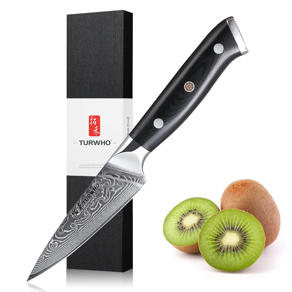 TURWHO 3.5 Inch Paring Knife 67 Layer Damascus Steel VG10 Steel Core Sharp Utility Vegetable Peeling Fruit Knife Household Tools