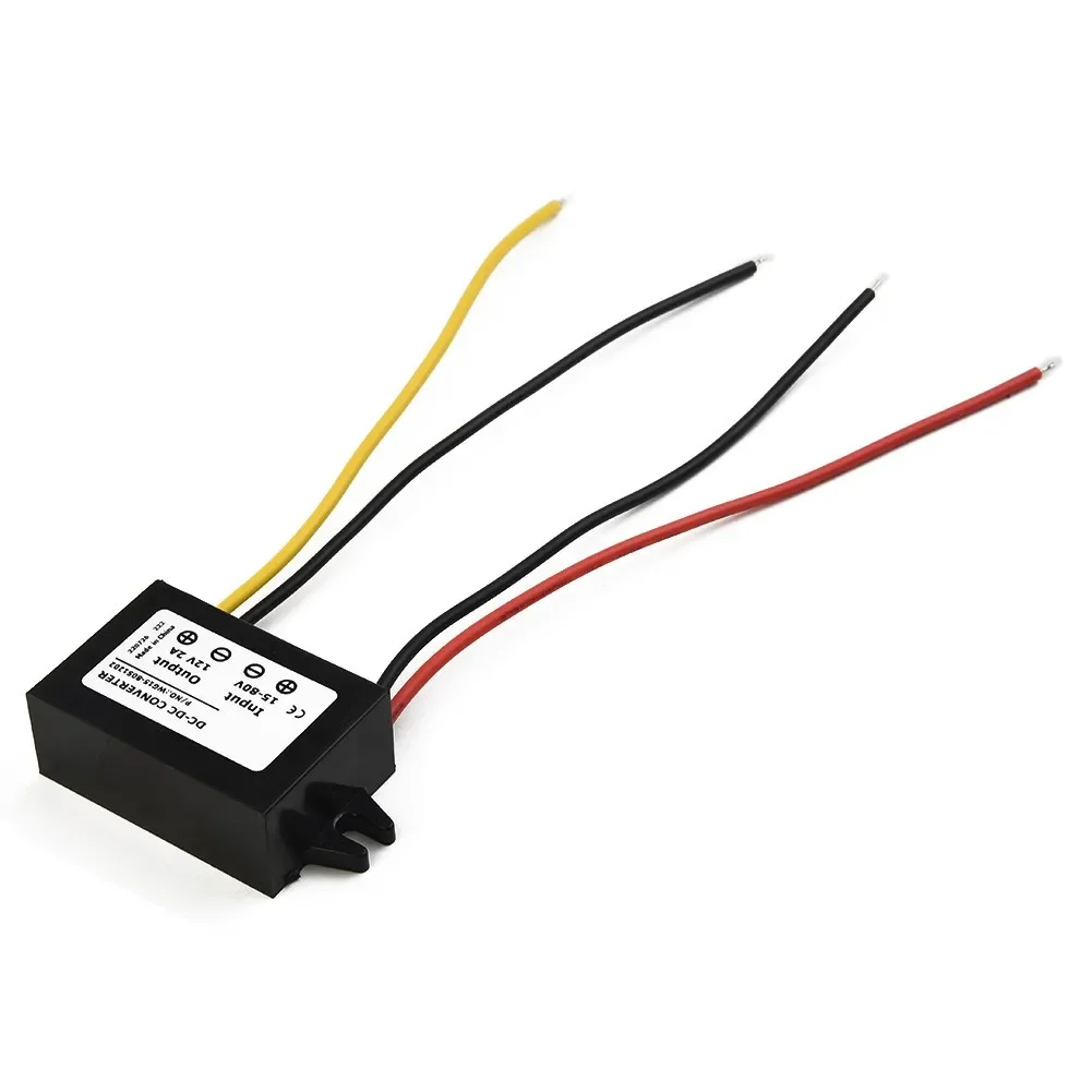 15V-72V 18V 24V 36V 48V 60V To 12V 2A 60W DC-DC Step Down Module Converter 63*32*18mm Black Switching DC Regulator Electrical