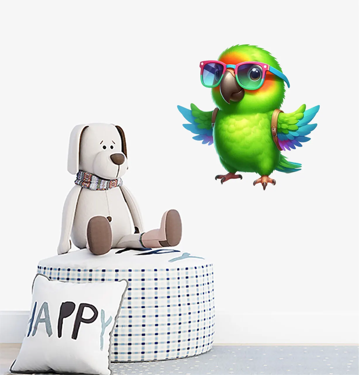 Colour Green Cartoon Parrot Retro Truck Walls Laptop Bumper Gift Cute Funny Cool Unique
