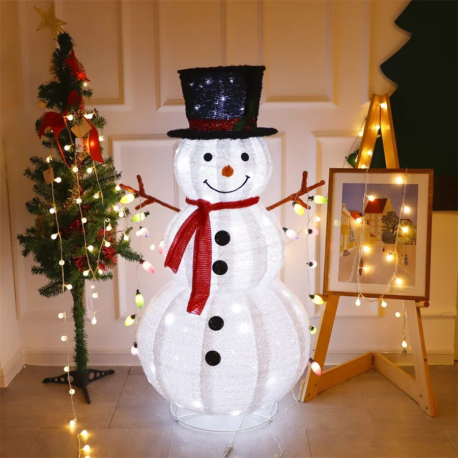 1.2M 1.8M Lighted Snowman Outdoor Christmas Decorations Folding Christmas Cloth Snowman Outdoor for Xmas Holiday Party Decor