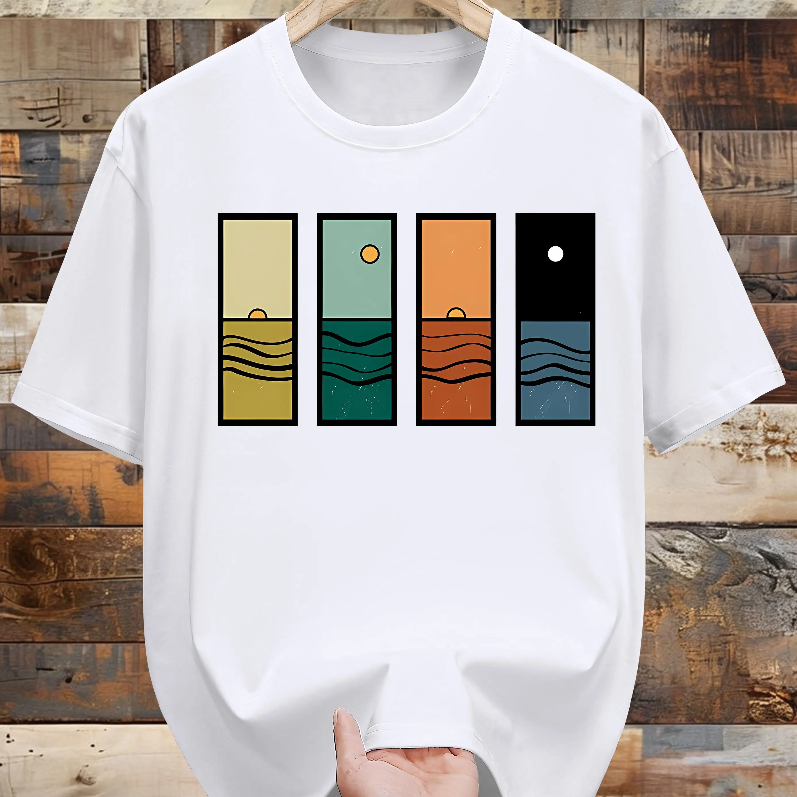 Men's Cotton T-Shirt Black Retro 80s Cassette Tape Graphic with Horizontal Stripes Casual Round Neck Short Sleeve Summer Tee