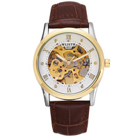 Fashion Wlisth Top Brand Automatic Mechanical Watch Men's Hollow Retro Luminous Waterproof Men Business Leather Or Steel