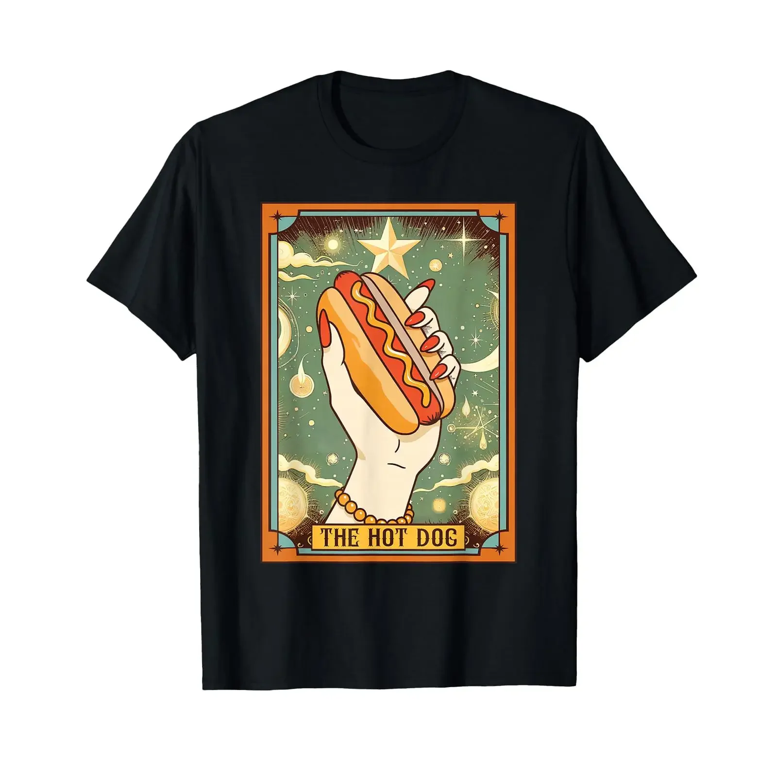Hot Dog Bun Lover Foodie Food The Tarot Card T Shirt vintage Washed Casual designer clothes Comfortable homme Versatile Stylish