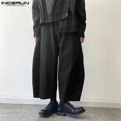 2024 Men Pants Solid Elastic Waist Joggers Casual Wide Leg Trousers Men Loose Streetwear Oversize Vintage Pants S-5XL INCERUN