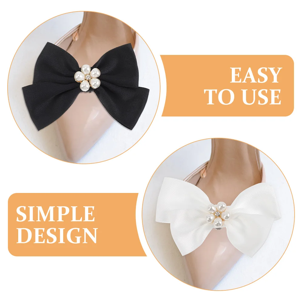 

2Pairs Elegant Bowknot Shoe Clips Stylish Versatile Design Wedding Party Decorations Durable Fade Resistant Alloy Cloth
