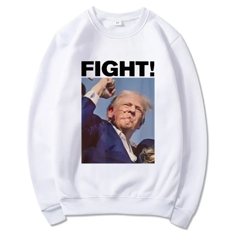 Men Women Clothing O Neck Pullover Hip Hop Sweatshirts Trump 2024 Fight Print Hoodies Casual Top Tracksuit Sweatshirt Autumn