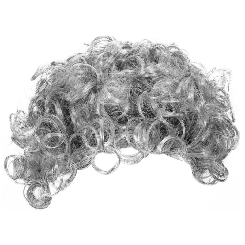 3 unid/set peluca sintética de anciana, gafas y cadenas para gafas fiesta de Halloween uso diario disfraz abuela abuela peluca gris rizada corta