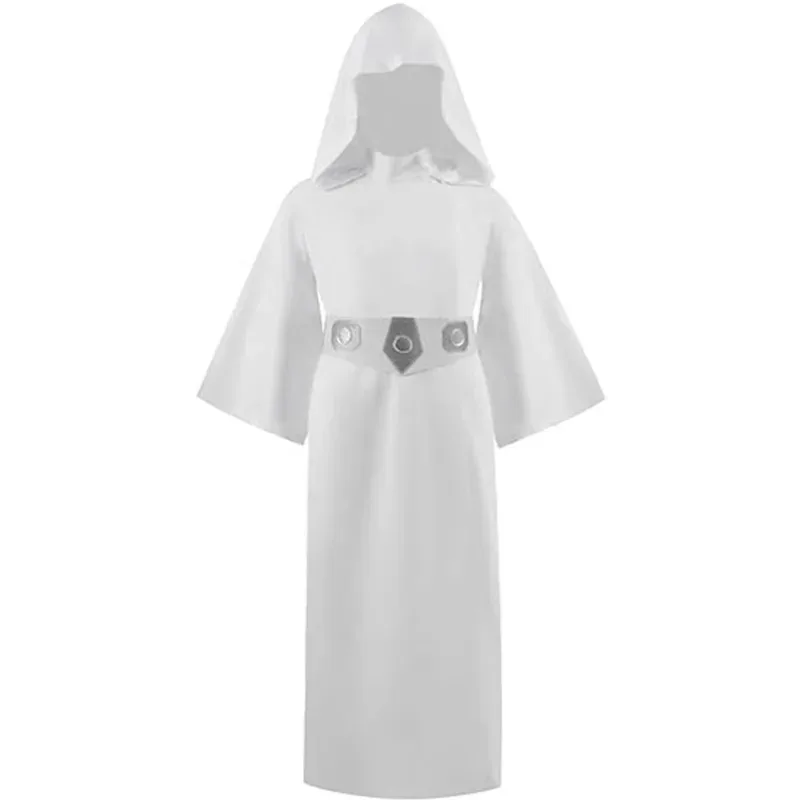 

Детский костюм принцессы, классический роскошный белый костюм с капюшоном для девочек, наряд Леи, косплей на Хэллоуин для детей, om[8