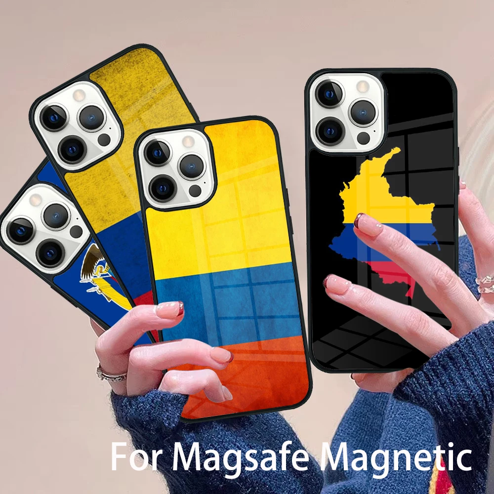

Colombia Flag Phone Case Magesafe Magnetic Wireless Charge Cover For IPhone 16 11 12 13 14 15 Pro Max Plus Mini
