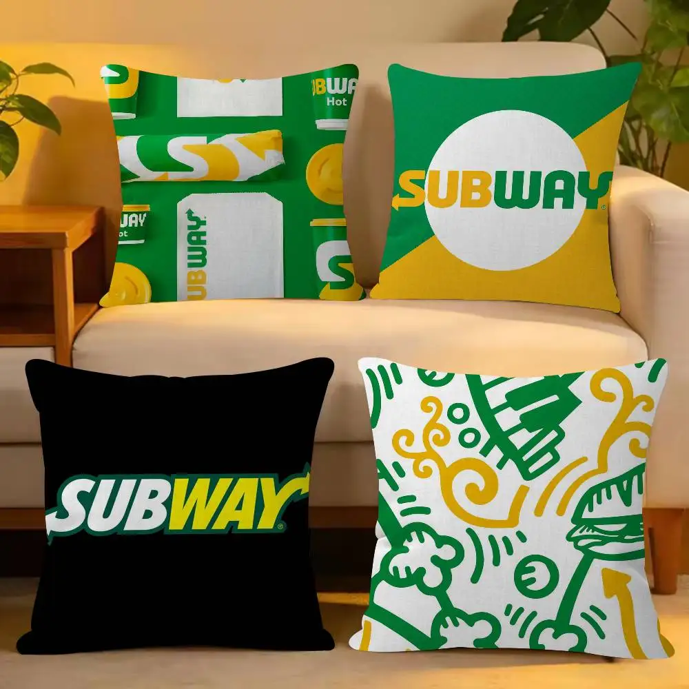 Sandwich Takeaway Paper PillowCover Soft Throw S-ubw-ay PillowCase 45x45cm Couch Home Decor for Living Room Sofa Party Gift