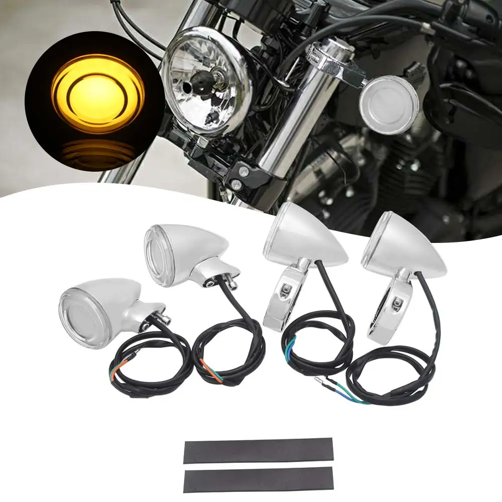 2Pair Led Motorcycle Indicator Lamp Front Signal Light & Rear Signal Light Fits For Harley-Davidson 1982-2021 Abs Plastic Clear