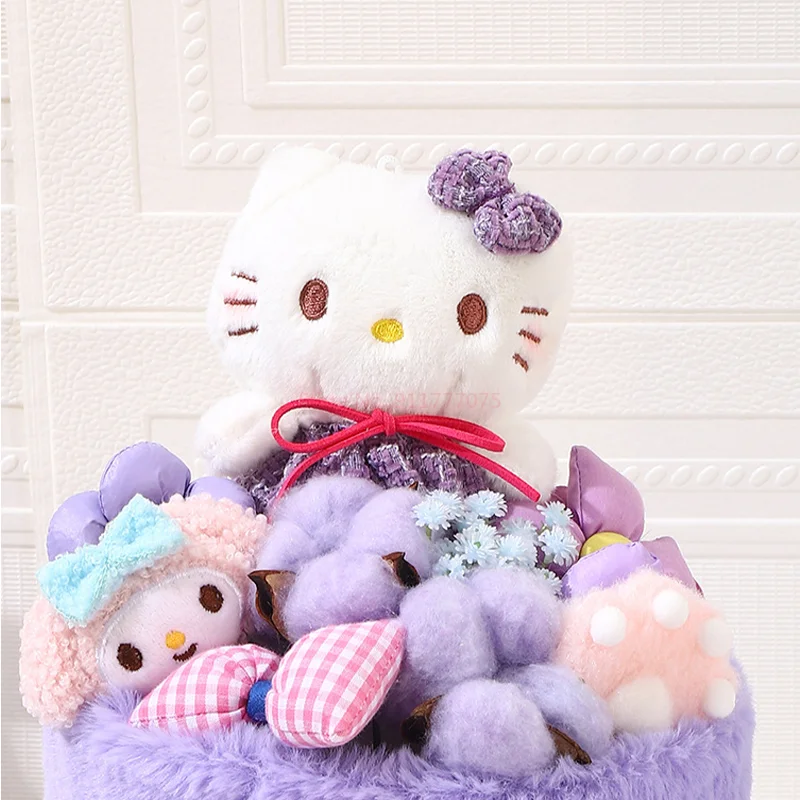 Sanrio Anime Hellokitty Plush Toys Bouquet Kawaii Stuffed Toy Plushie Flower Bouquet Room Decoration Doll Girl Valentine Gift