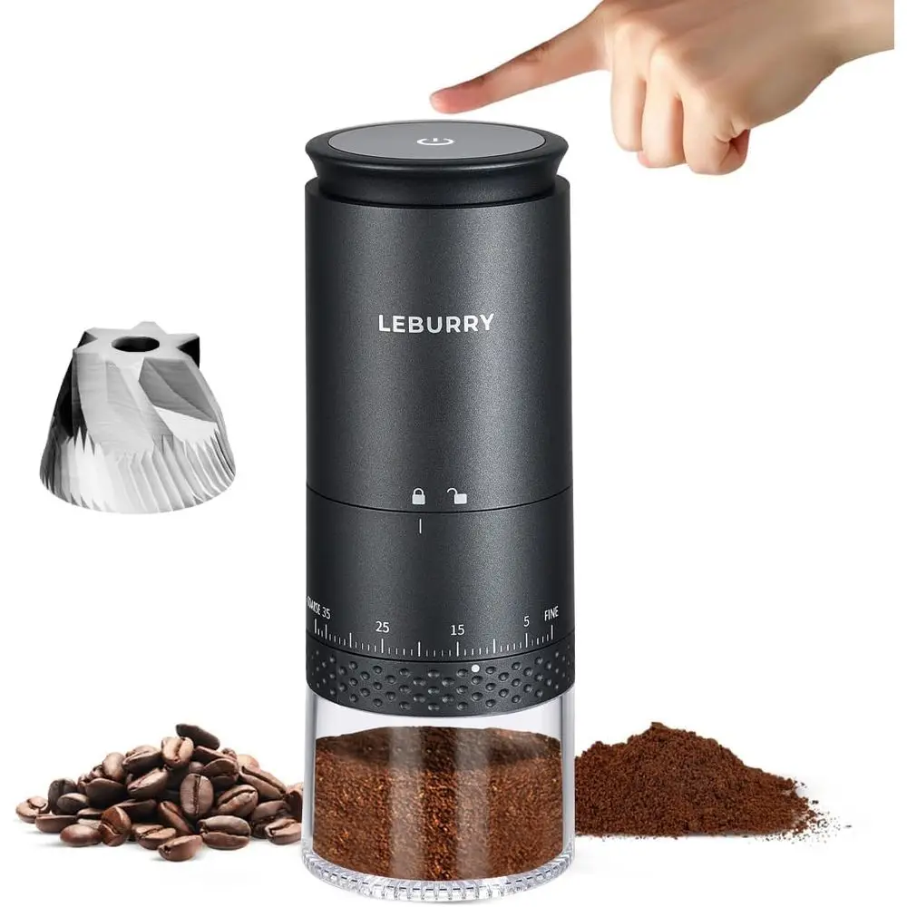 

Portable Grinder with Stainless Steel Mill or Travel, Camping - Cord/Rechargeable Electric Coffee Bean Grinders with 38 Adjustab