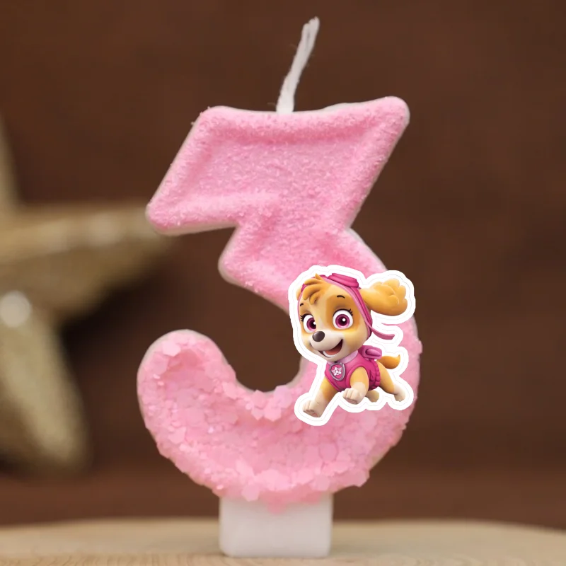 Cartoon Paw Patrol Thema Kerze 0-9 Nummer Geburtstag Kuchen Jahrestag Party Baby Dusche Kerzen Szene Dekoration Lieferungen – Detail 3