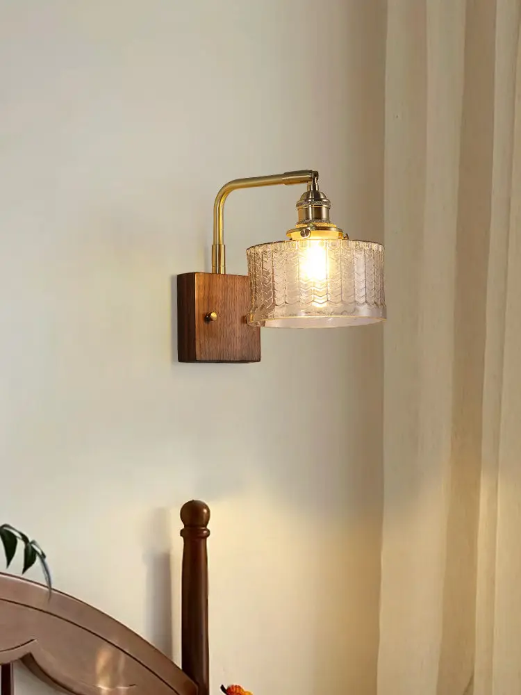 Vintage Green Glass LED Wall Lamp Copper E27 Pendant Light with Switch Bar Bedroom Beside Nordic Wall Light Loft Indoor Lighting