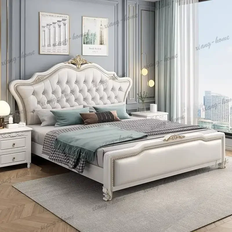 FG Couples Wardrobe Double Bed Bedside Table Frame Lounges Storage Set Double Bed Household Luxury Camas De Dormitorio Furniture