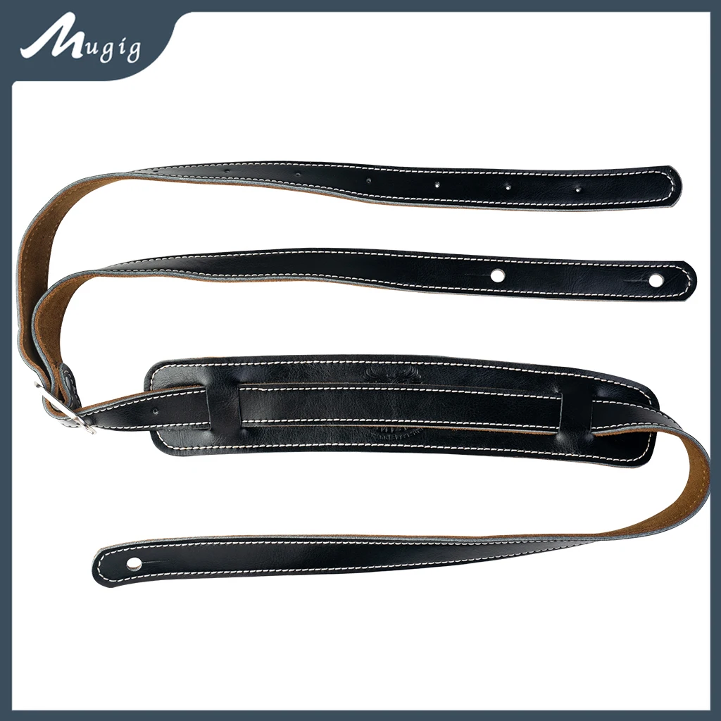 Mugig Electric Guitar Strap Leather Black Adjustable Shoulder Strap For Guitar Electric Guitar Bass Guitar Parts Accessories New