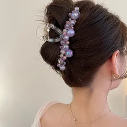 Mermaid Tears Handmade Beaded Hair Claw Clips 2023 Summer Korean Large Charm Colorful Pearl Hairpin Hair Accessories for Women