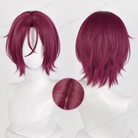 Rin Matsuoka Cosplay Wig 33cm Short Dark Rose Red Hair Anime Heat Resistant Synthetic Wigs
