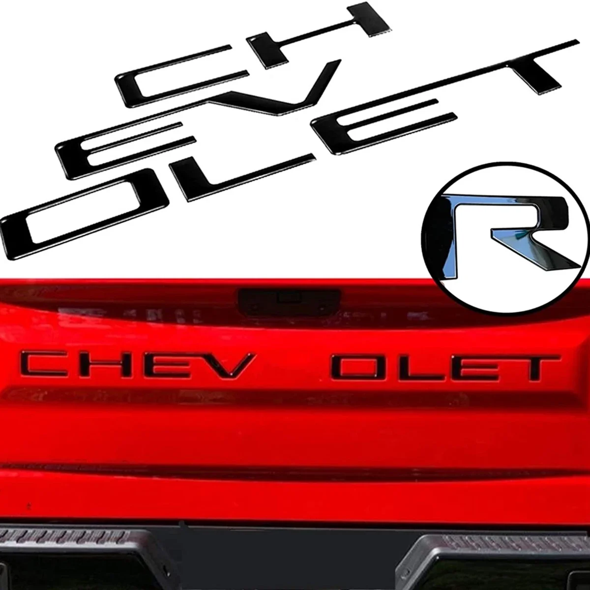 Portellone ABS inserti lettere adatte per Chevrolet Silverado 2019-2022 3D decalcomanie adesive rialzate e resistenti lettere emblemi portellone