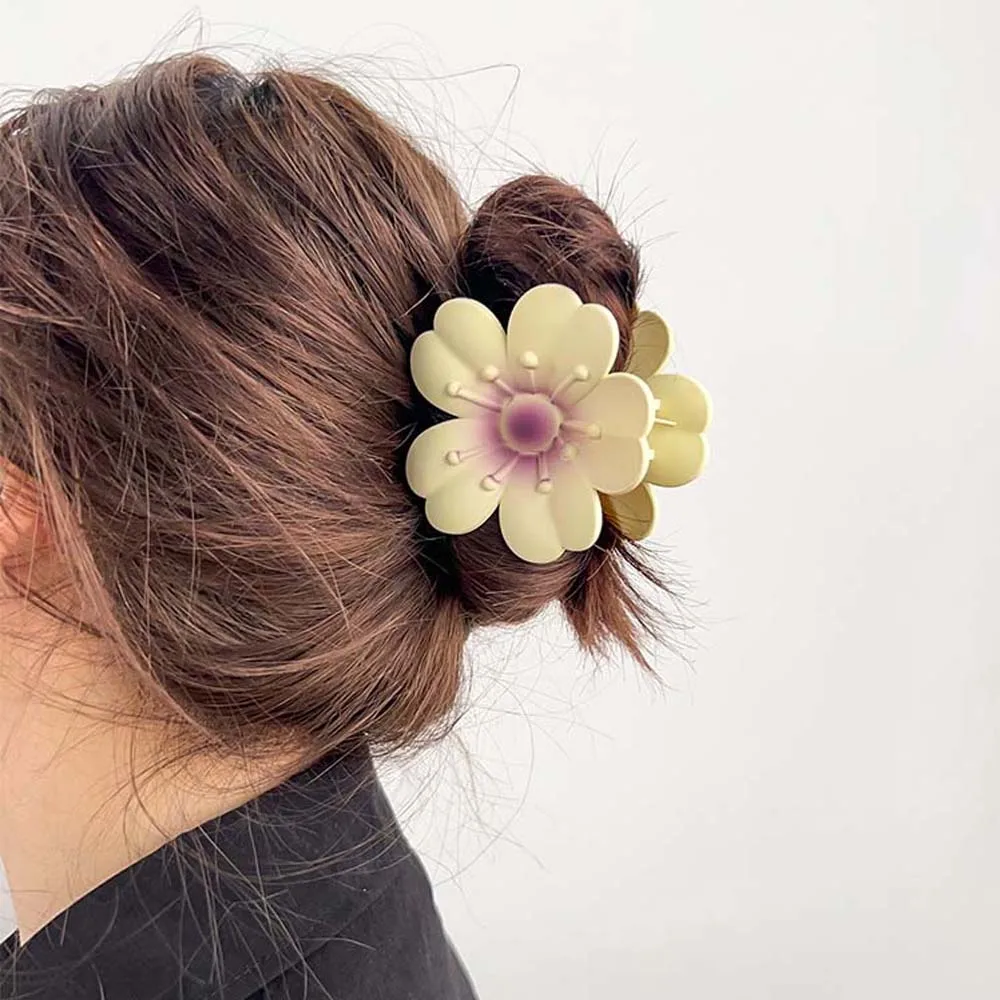 Garra de cabelo de flor feminina grampo de plástico fosco estilo coreano clipe de tubarão, moda