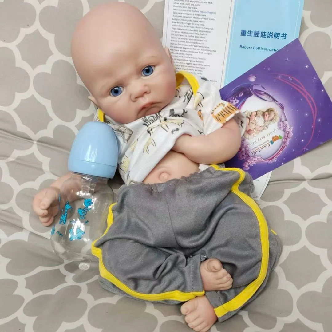 1 STUK/16 Inch Waterdichte siliconen reborn poppenjongen met geschilderde & ongeschilderde huid, handgemaakte reborn siliconen poppenjongen