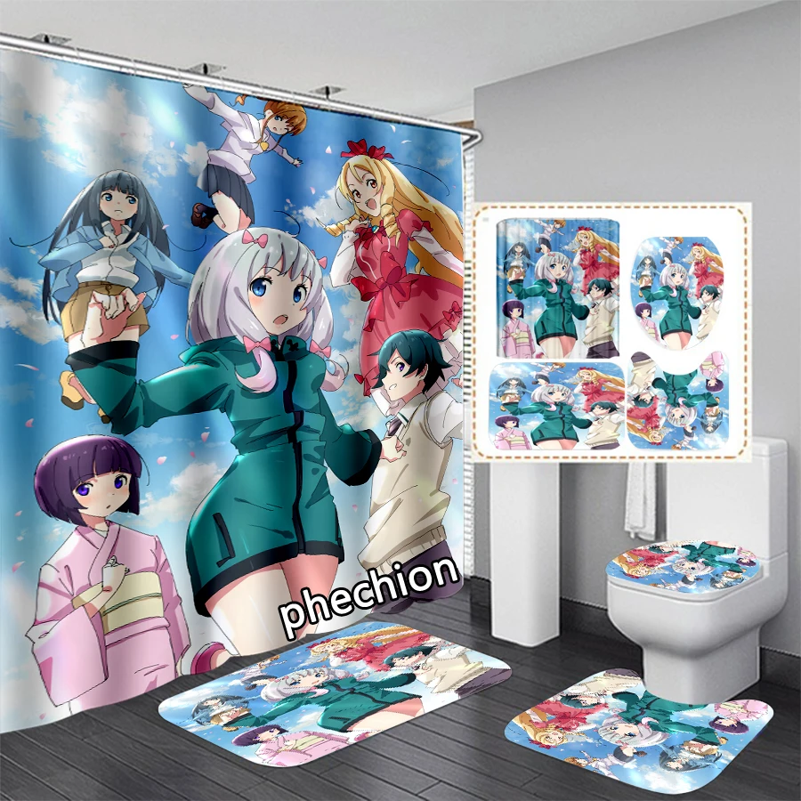 Phechion ใหม่3D พิมพ์ Izumi Sagiri ผ้าม่านกันน้ำม่านห้องน้ำ Anti-Slip แผ่นรองเม้าส์ห้องน้ำพรมพรม VR184