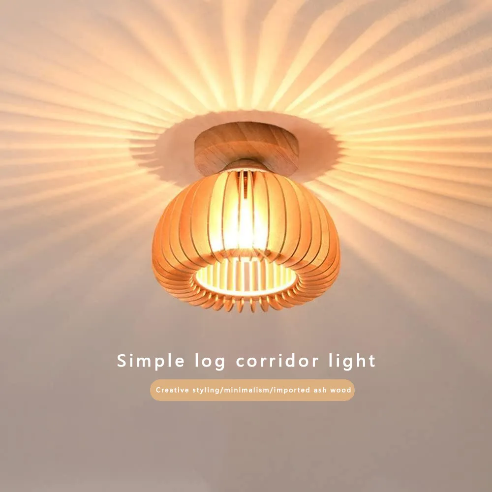 

2PCS Wood Art Ceiling lamp E27 Base Japanese Pumpkin Style Dining Room Bed Bedside Ceiling light Home Living Room Decor