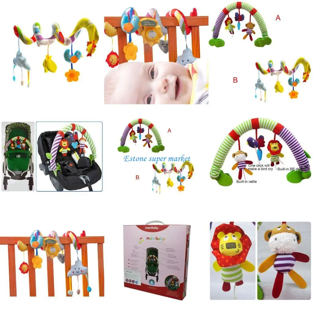 090B lit bébé autour poussette, berceau pare-chocs, Clip avec hochet Animal, jouets suspendus pour 0 à 24