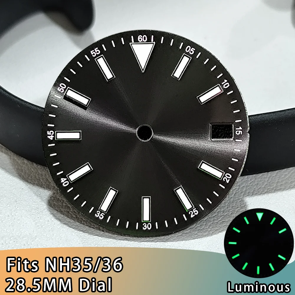 NH35 Watch Dial High Quality 28.5mm NH35 Dial For NH35 Movement Men's Watch Accessories Green Luminous NH35 NH36 Dial Accessory