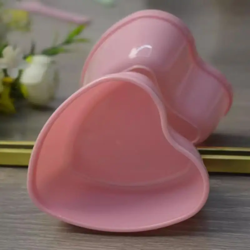 6/12개 하트 모양 믹싱 스틱 페이셜 마스크 믹싱 볼 스크래퍼 포함 플라스틱 DIY 스킨케어 도구, 가족 및 살롱용