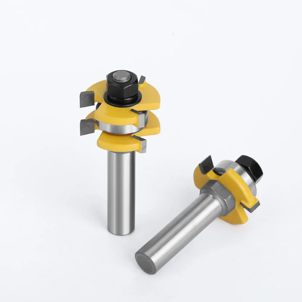 AURWOF 12.7mm & 12mm Shank 3-Wing T-Slot Tongue And Groove Router Bit, Bearing Guided Milling Cutter For Woodworking MC03031