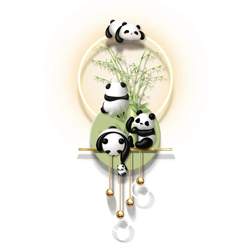 

Panda bamboo mural lamp cream wind three-dimensional hanging painting