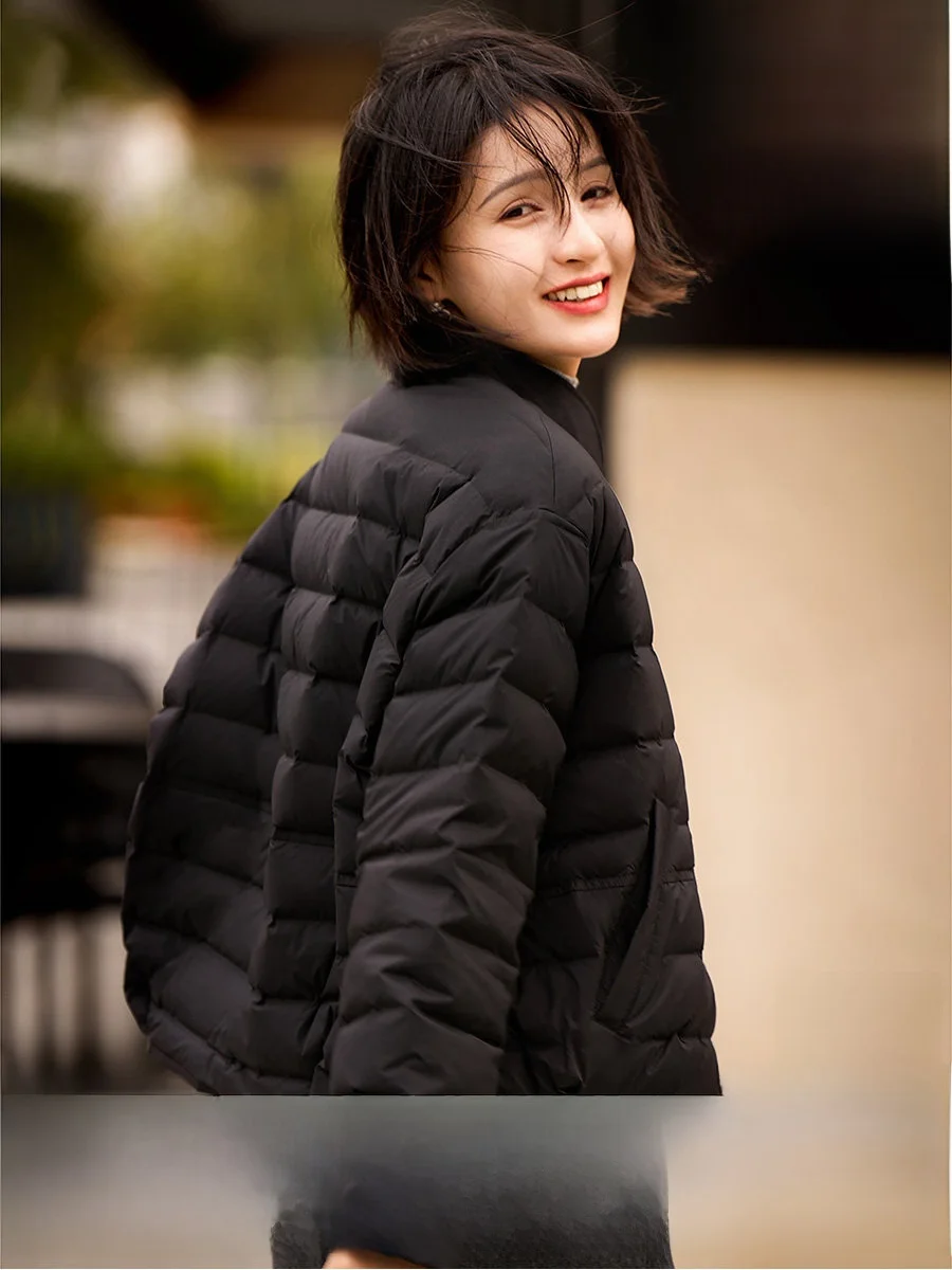 

Women's Lightweight down Jaet Goose down Stand Collar Warm Outerwear Spring Seasonal Faionable Commute Sle Nylon Fabric