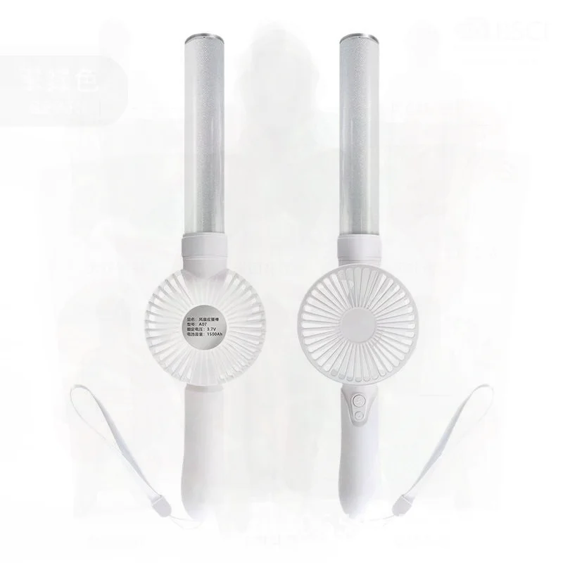 

Rechargeable Handheld Fan with LED Lighting Music Playing Outdoor Festival Party Glow Stick Trendy Summer Cooling Fan Support