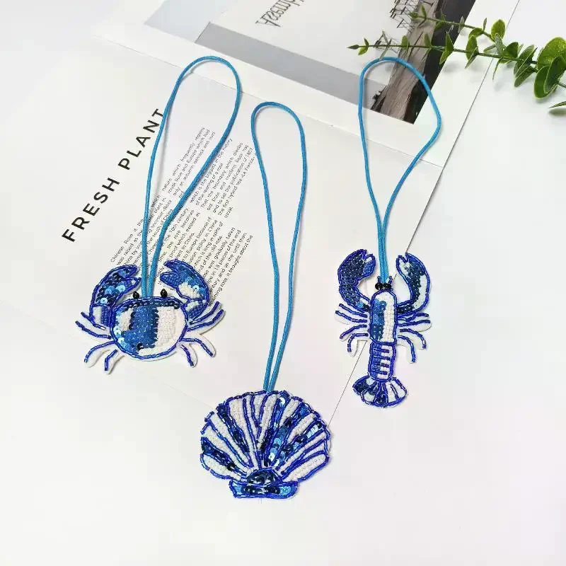 

Кулон из бисера с кокосовой пальмой и крабом, подвесная веревка, нашивки для сумки, нашивка для ремешка, аппликация из бисера, нашивка для сумки, аксессуары для ремешков