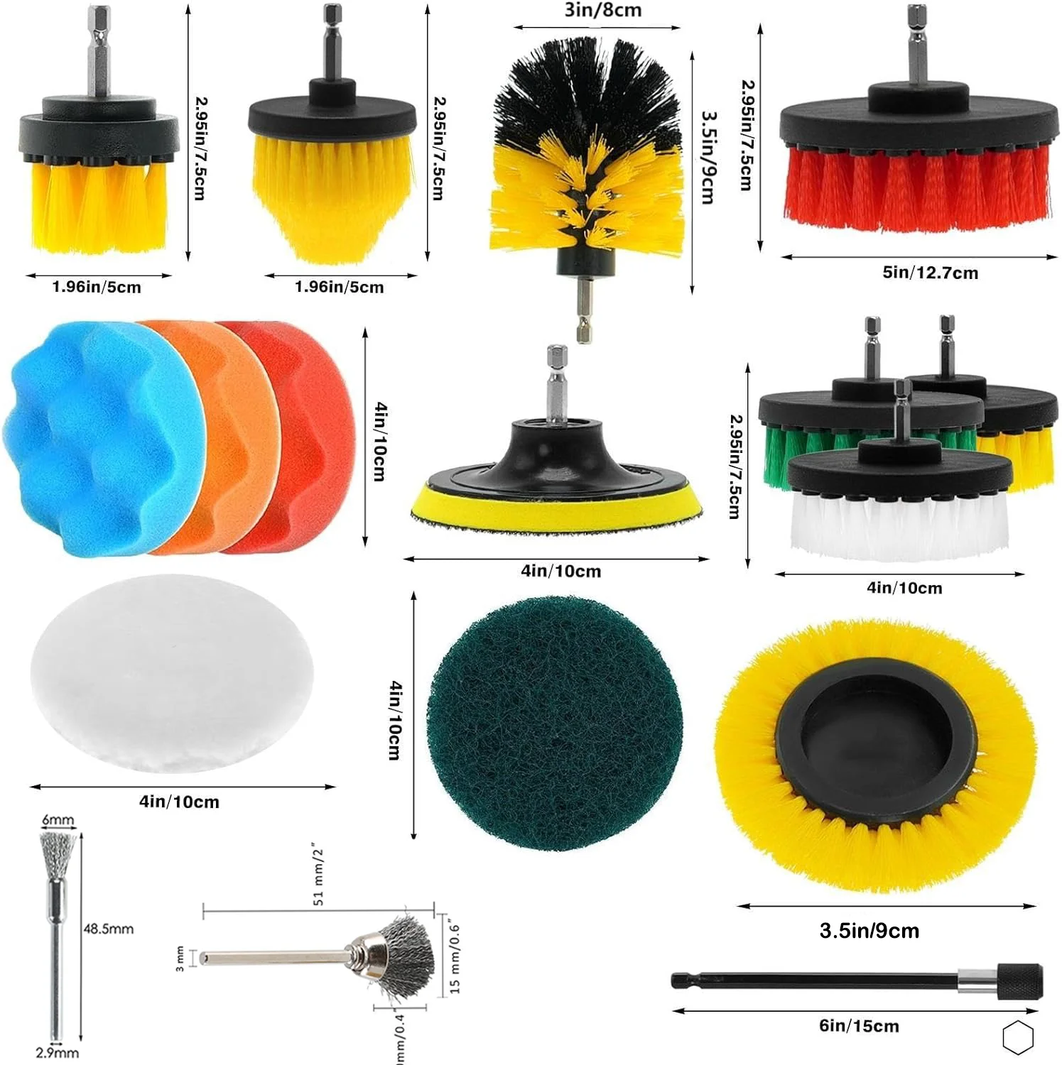 Power Cleaning Brush Attachments Set 30 Pcs with Scouring Pad Sponge Wire Brush and Extend Long Attachment for Bathroom Floor