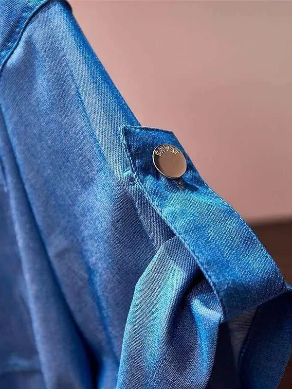 

Новая летняя джинсовая футболка больших размеров для женщин: модная, повседневная, элегантная, с рукавом три четверти