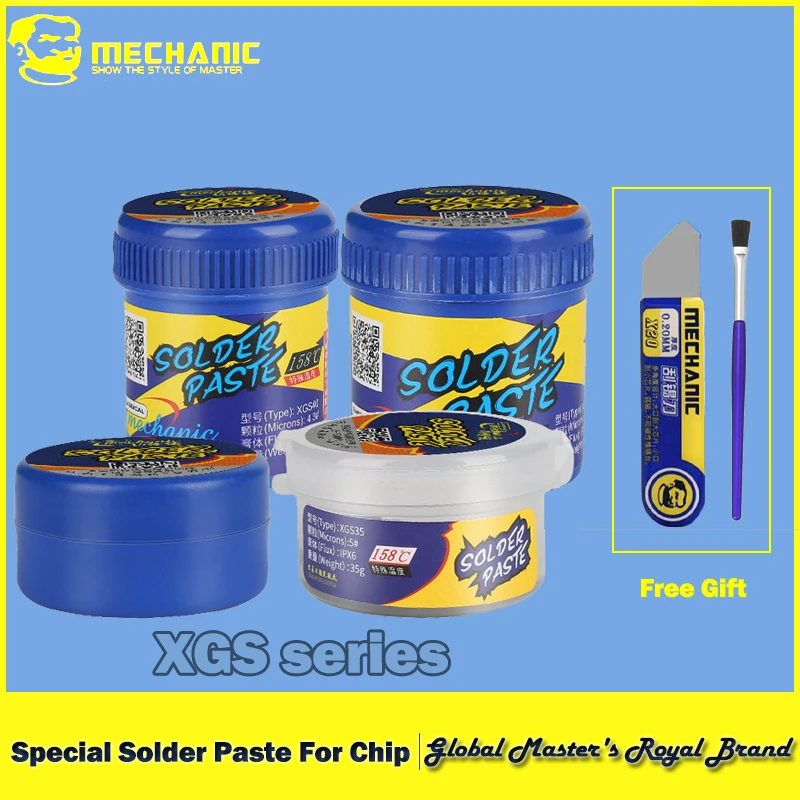 【MECHANIC】XGS Series Unique chip specific solder paste 158℃ iPhone Motherboard  specific repair, no cleaning solder paste