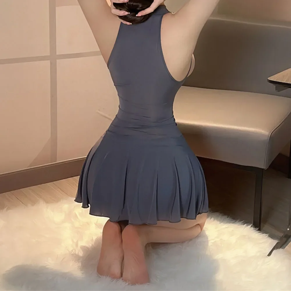 Mulheres reversíveis lingerie sexy terno minissaia dois usa oco para fora pijamas senhoras respirável pijamas roupa interior