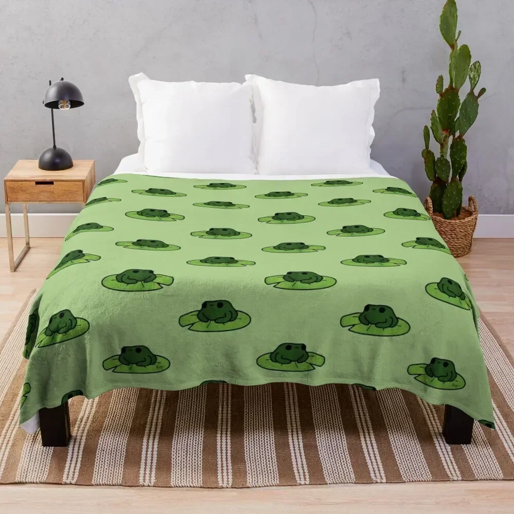 

Frog on Lilypad Doodle Throw Blanket Nap For Decorative Sofa cosplay anime Quilt Blankets