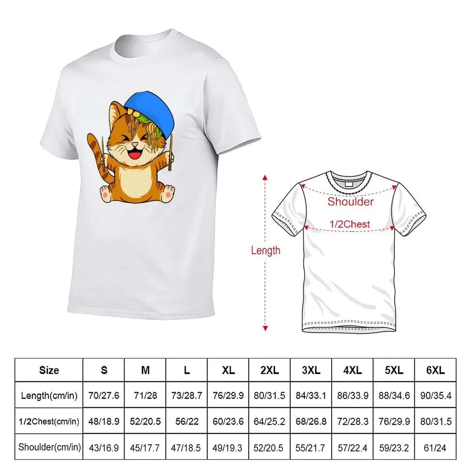 Ramen Japanese Kawaii Anime Cat Eat Noodles T-Shirt shirts graphic anime clothes mens fashion