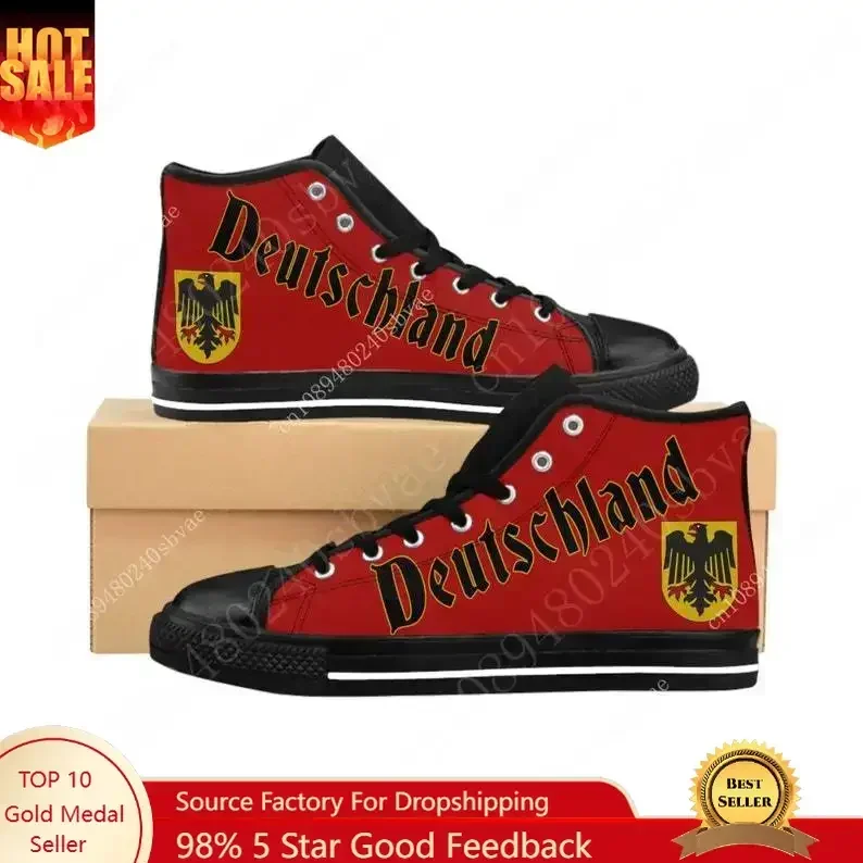 

German Vintage Flag High Top Shoes Mens Womens Teenager Sneakers Canvas High Outdoor Daily Sneaker Custom Made Couple Shoe
