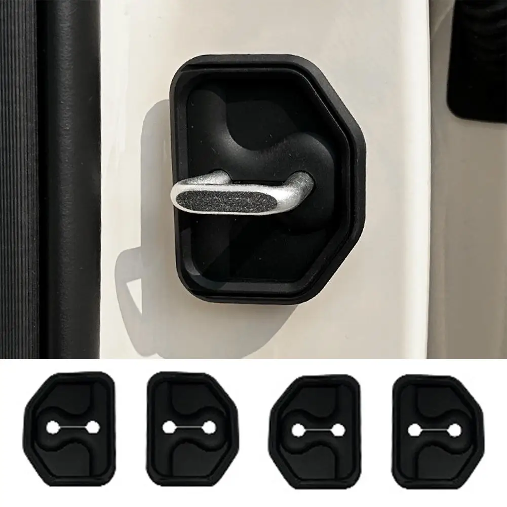 4Pcs Silicone Car Door Lock Cover Pad Anti Vibration Shock Absorber Door Lock Buckle Protector Anti-Collision Soundproof Damper